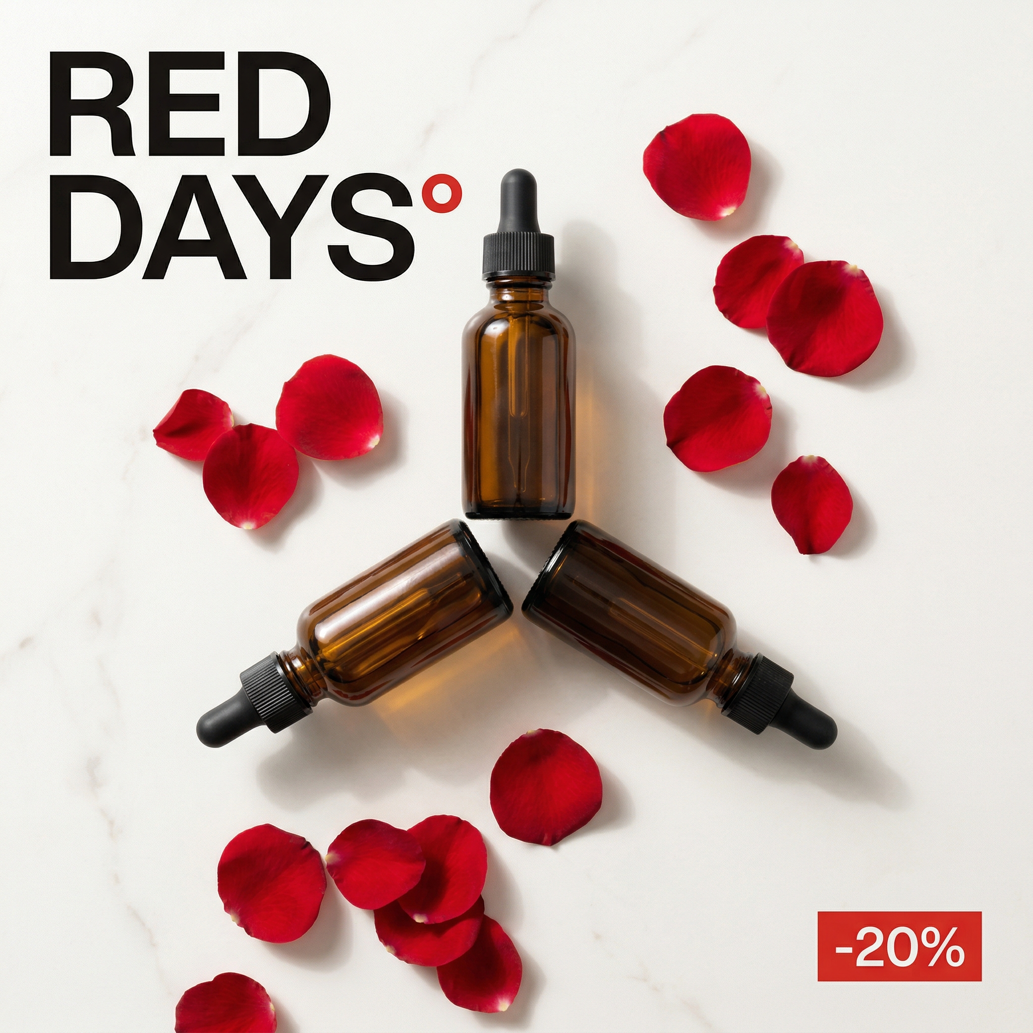 Red Days° skincare ad mockup